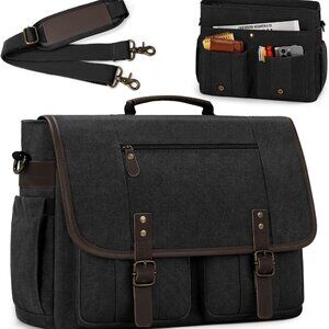 Mens Messenger Bag 17-17.3 Inch Vintage Canvas Briefcase